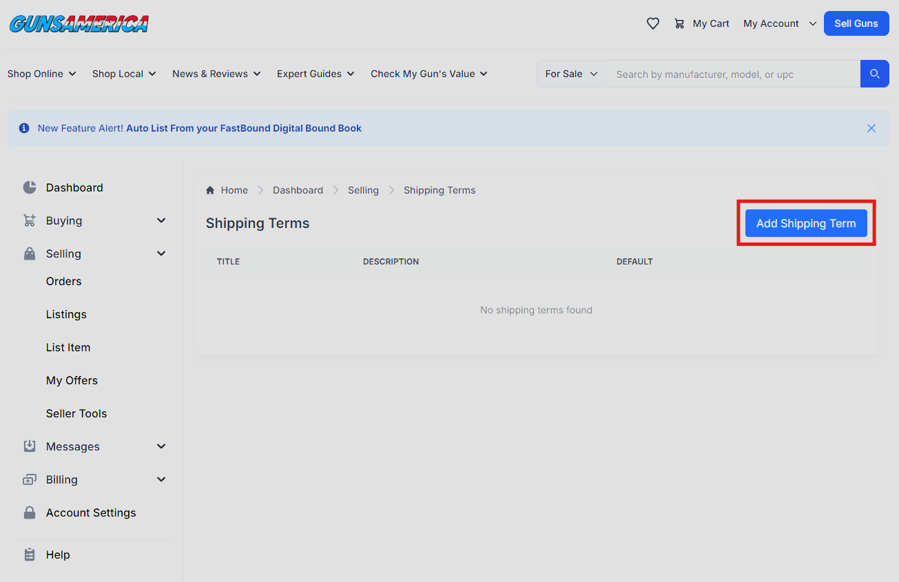 Adding Shipping Terms