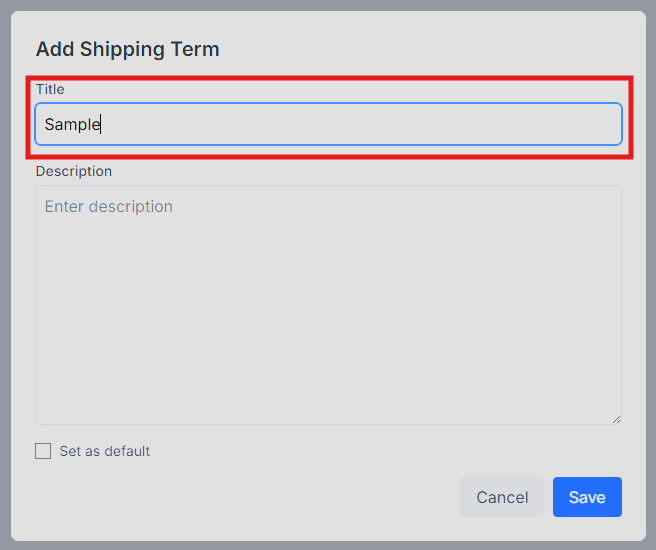 Adding a title to your shipping terms